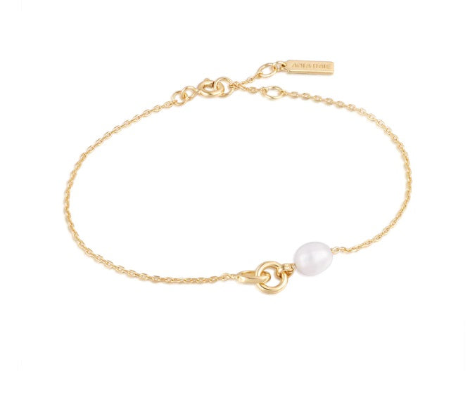 Gold Vermeil Ania Haie Pearl Link Chain Bracelet