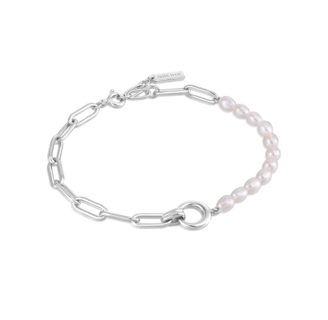 Sterling Silver Ania Haie Pearl Chunky Link Chain Bracelet