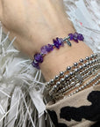 Sterling Silver & Amethyst Dollie Jewellery Purple Rain Stacking Bracelet