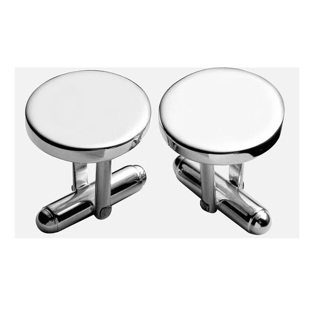 Sterling Silver Plain Round Cufflinks