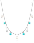 Claudia Bradby Turquoise And Pearl Silver Fringe Choker