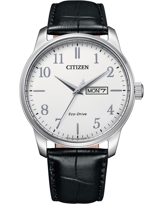 Mens Steel Citizen Eco Drive Watch on Leather Strap