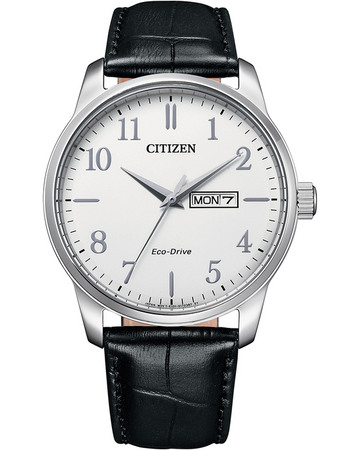 Mens Steel Citizen Eco Drive Watch on Leather Strap