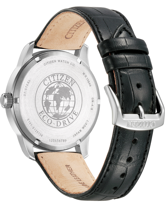 Mens Steel Citizen Eco Drive Watch on Leather Strap