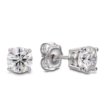 18ct White Gold 1.03ct Claw Set Diamond Stud Earrings