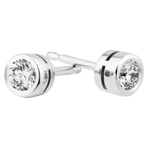 18ct White Gold 0.20ct Rub Set Diamond Stud Earrings