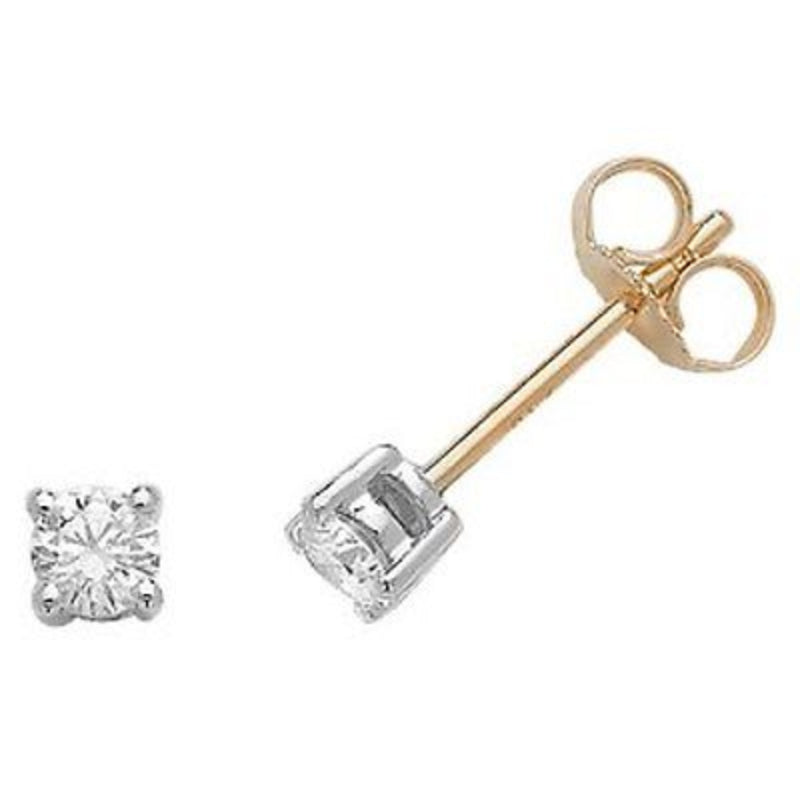 18ct Yellow and White Gold 0.46ct Claw Set Diamond Stud Earrings