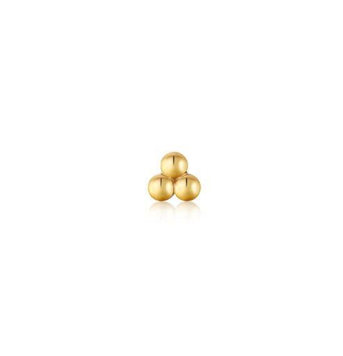 Gold Vermeil Ania Haie Triple Ball Barbell Single Earring