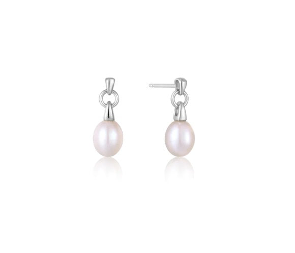 Sterling Silver Ania Haie Pearl Drop Stud Earrings