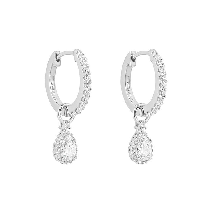 Diamonfire Hoop Earrings With Teardrop Charms