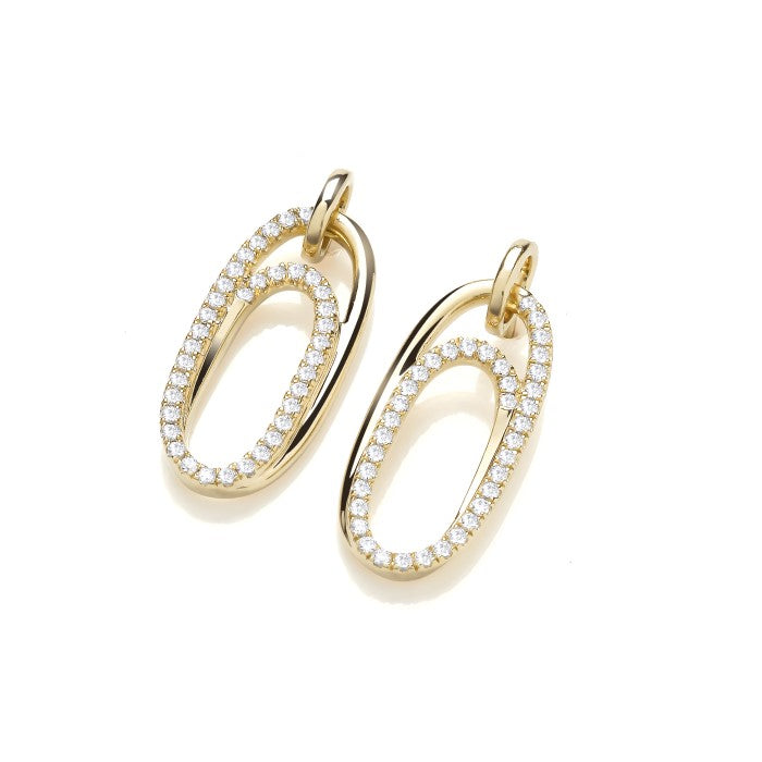 9ct Yellow Gold Diamond Drop Earrings