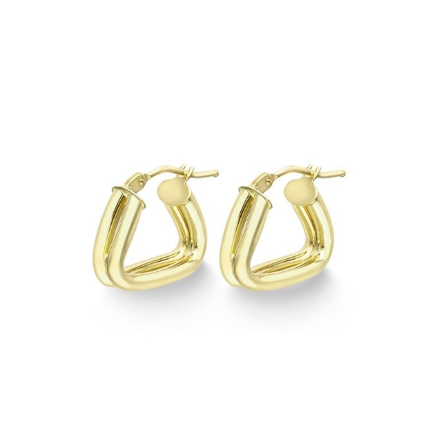 9ct Yellow Gold Triangular Hoop Earrings