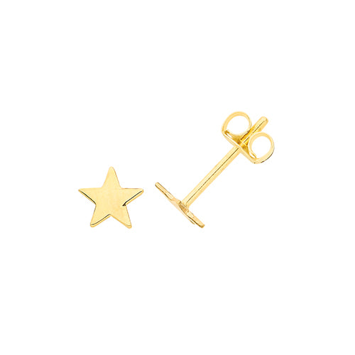 9ct Yellow Gold Star Stud Earrings