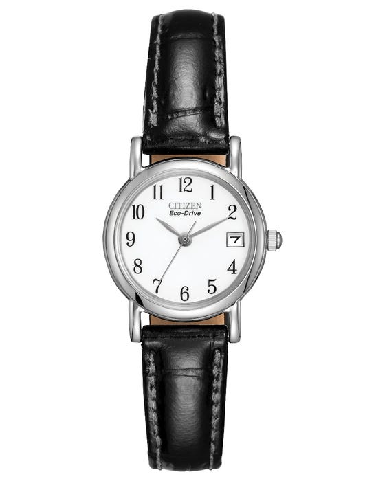 Ladies Steel Citizen Eco Drive Watch on Leather Strap