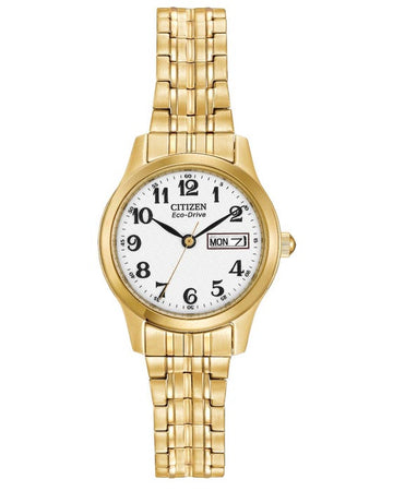 Ladies Gold Tone Citizen Eco Drive Watch on Expanding Bracelet