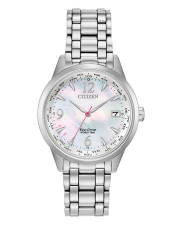 Ladies Steel Citizen Eco Drive World Time Perpetual Watch on Bracelet