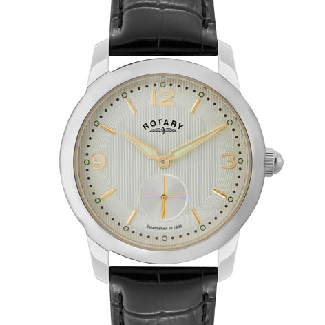 Mens Steel Rotary Classic Watch on Leather Strap
