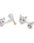 Sterling Silver Fox and Horn Chain Link Cufflinks