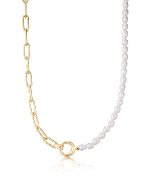 Gold Vermeil Ania Haie Pearl Chunky Link Chain Necklace