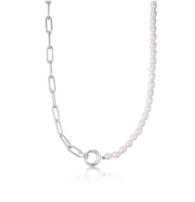 Sterling Silver Ania Haie Pearl Chunky Link Chain Necklace