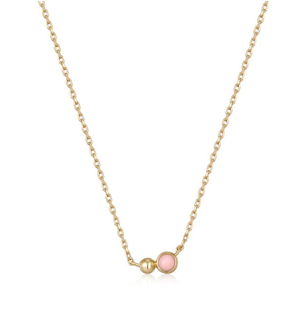 Gold Vermeil Ania Haie Orb Rose Quartz Pendant Necklace