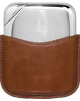 Pewter Novus Hip Flask with Leather Pouch
