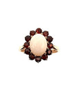 Pre Owned 9ct Yellow Gold Opal & Garnet Cluster Ring