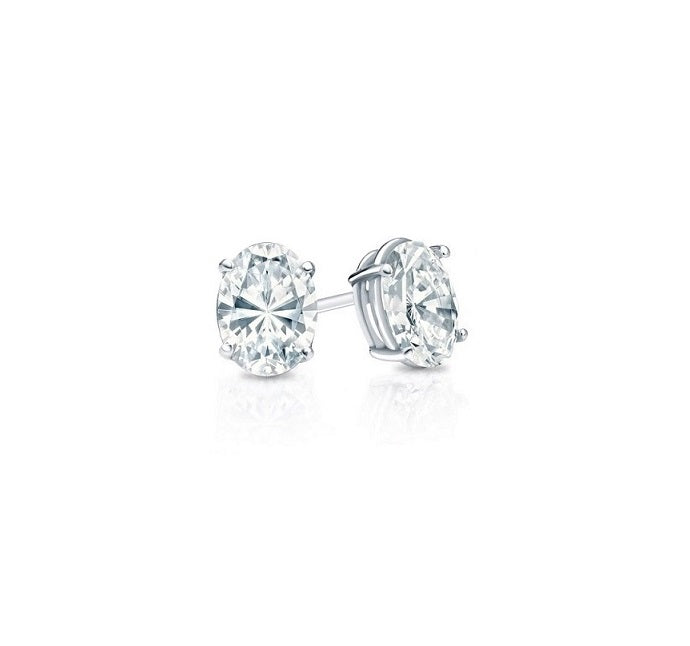 Platinum 0.24ct Claw Set Oval Diamond Stud Earrings