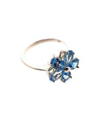 9ct White Gold Blue Topaz Flower Ring