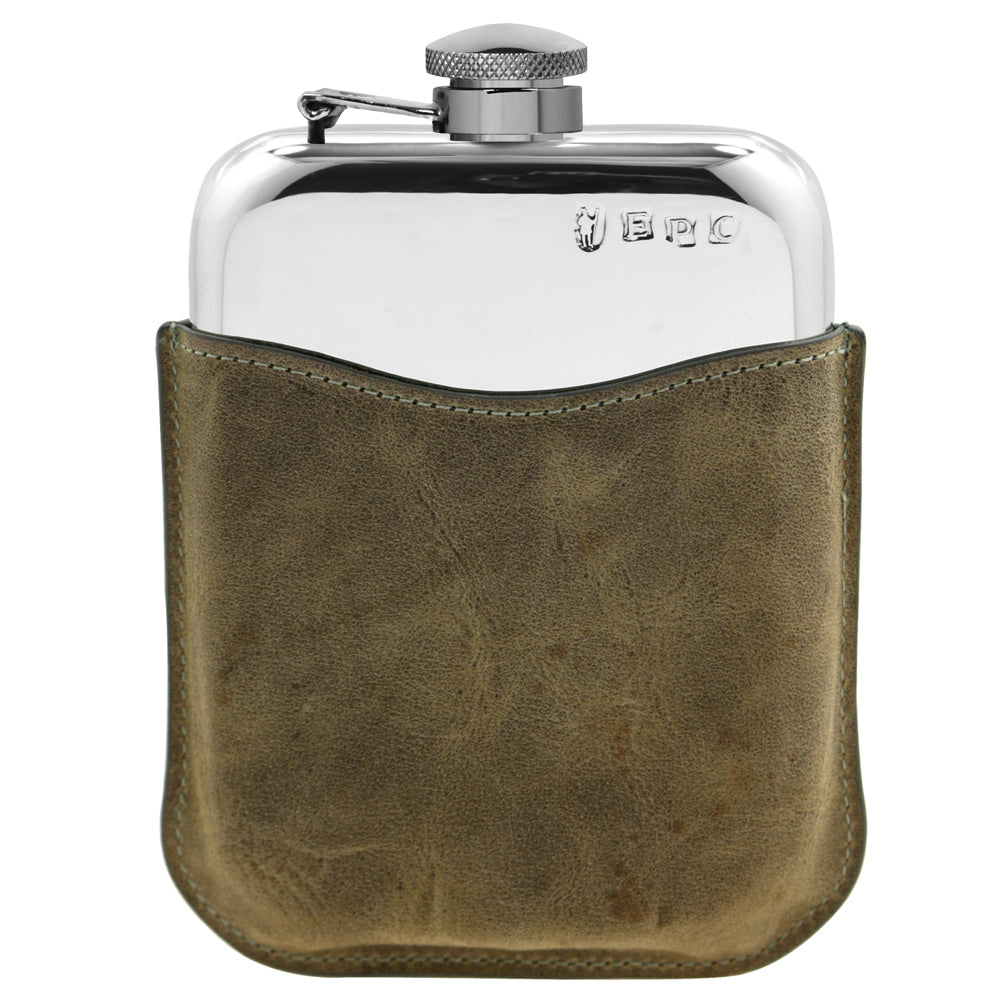 6oz Pewter Purse Flask with Leather Pouch