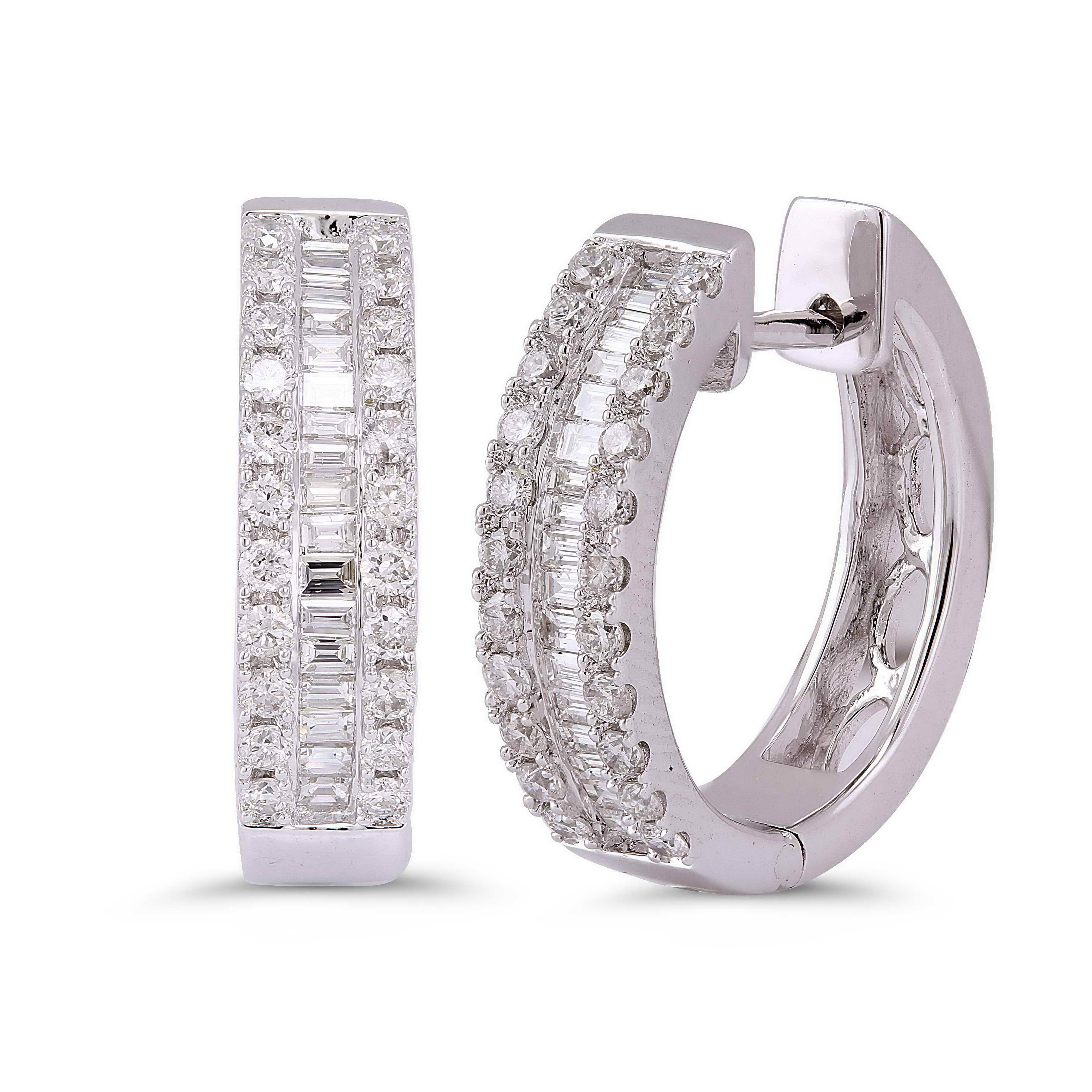 18ct White Gold 0.70ct Diamond Hoop Earrings