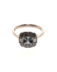 Platinum Vintage Style Aquamarine & Diamond Cluster Ring