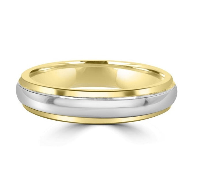 9ct 2 Colour Gold Plain Polished Wedding Ring
