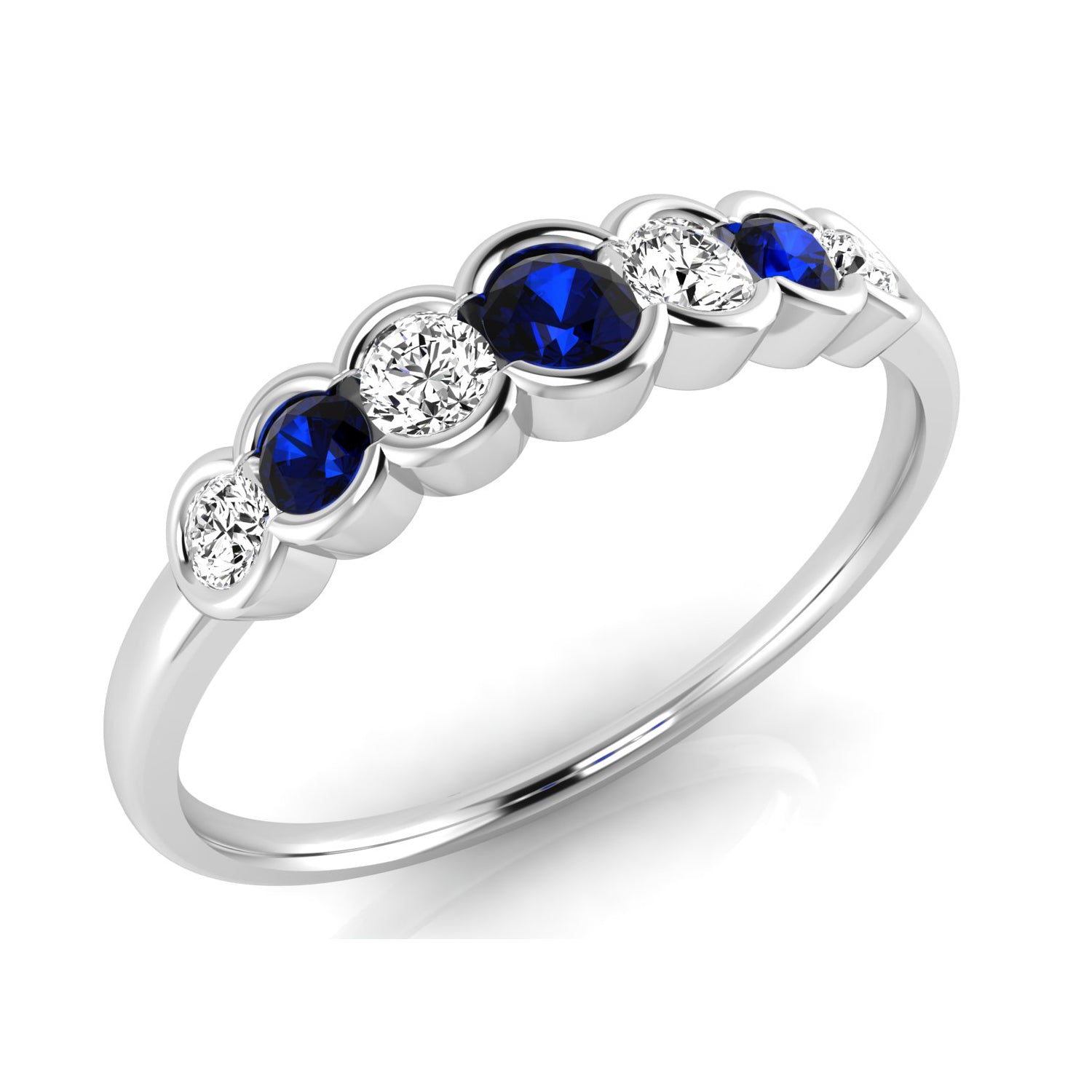 18ct White Gold Sapphire and Diamond 7 Stone Ring