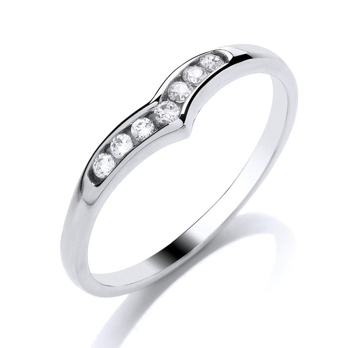 9ct White Gold Diamond Wishbone Half Eternity Ring