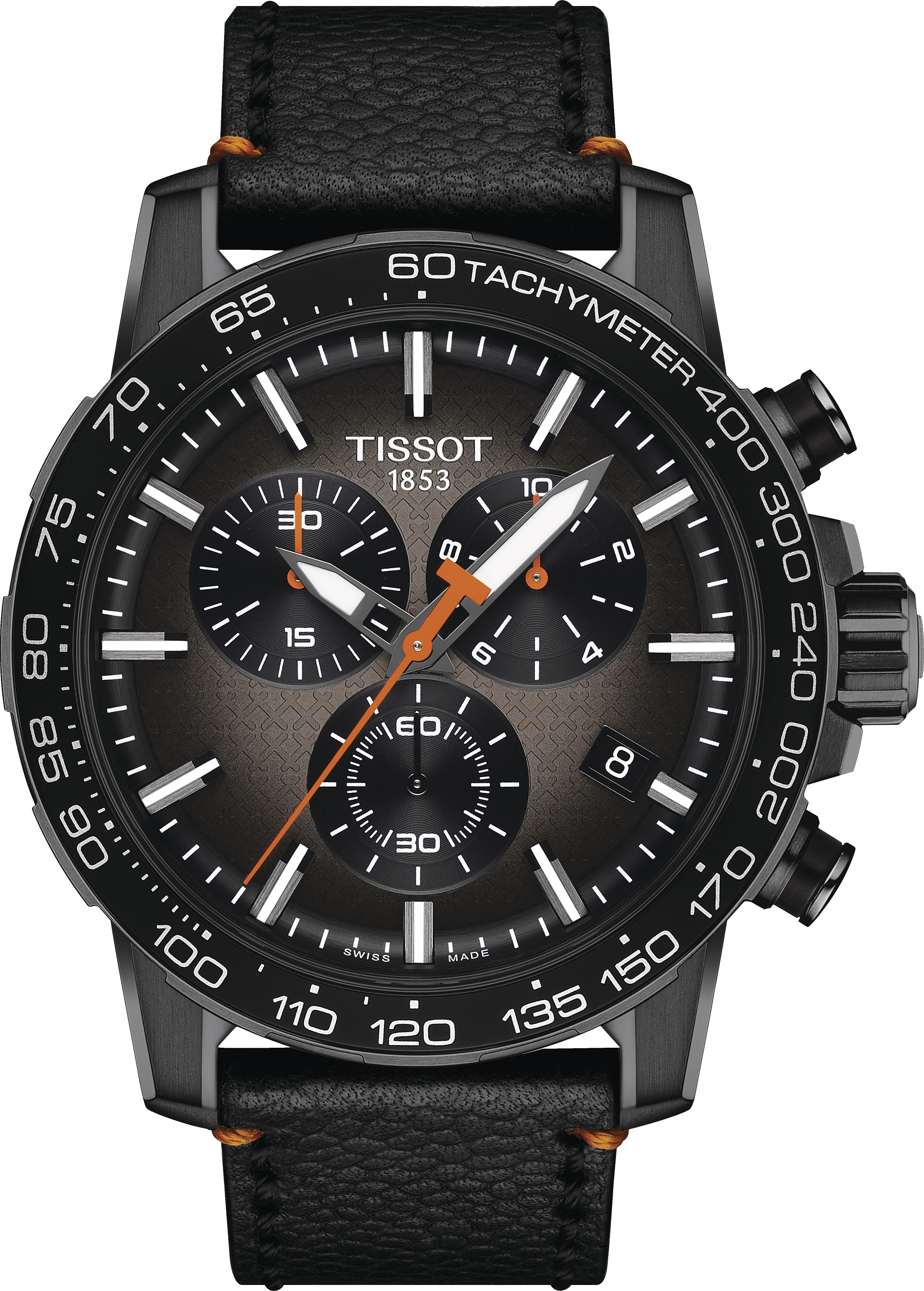 Mens Steel Tissot Supersport Chronograph Watch on Leather Strap