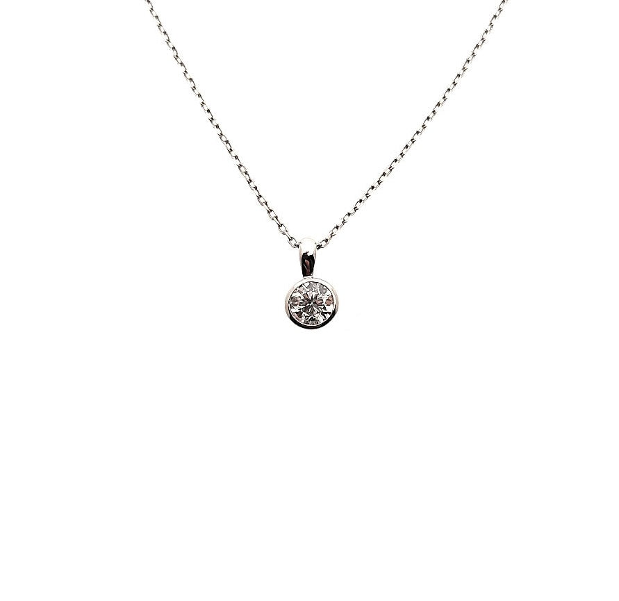 Platinum 0.33ct Rub Set Diamond Necklace